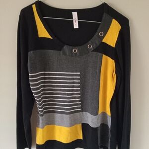 Black and Yellow Colorblock Sweater